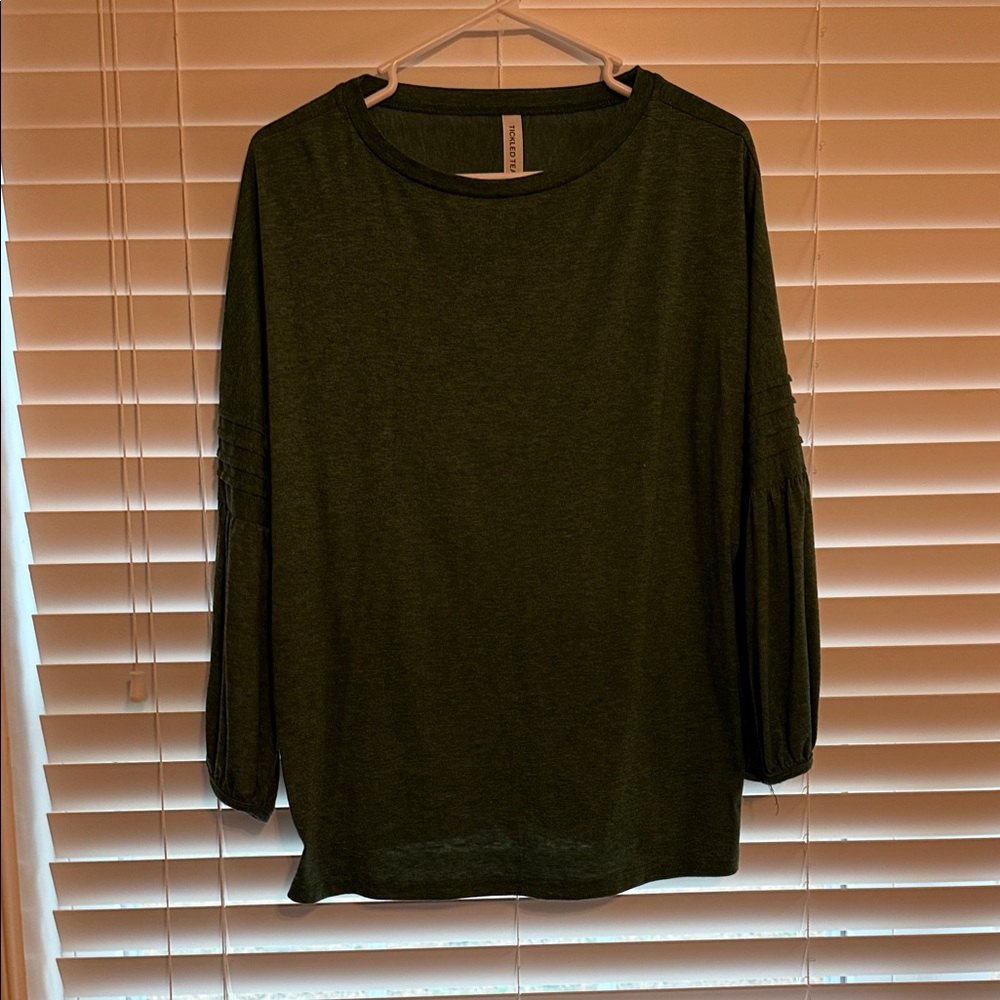 Tickled Teal Dark Green Long Sleeve Top